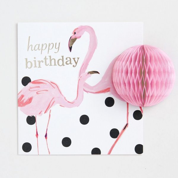 Caroline Gardner Pom Pom Happy Birthday Flamingos Card-0