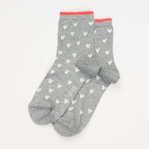 Caroline Gardner Grey Heart Socks -0