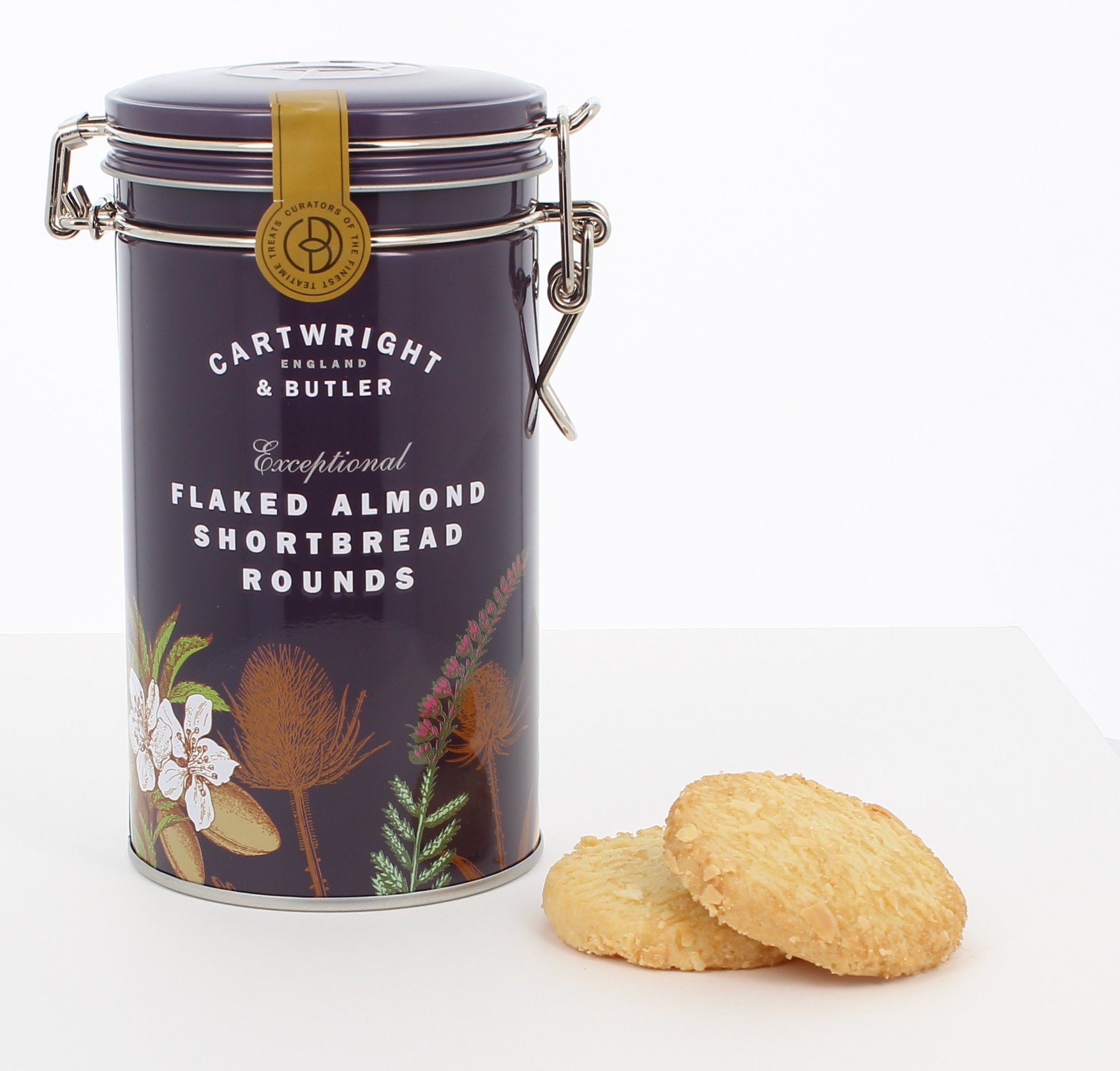 Cartwright Butler Flaked Almond Shortbread In Tin Biscuits English Designer Gifts