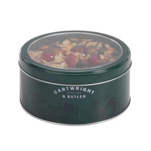 cartwright and butler Cherry & Almond Decorated Round Fruit Cake In Tin