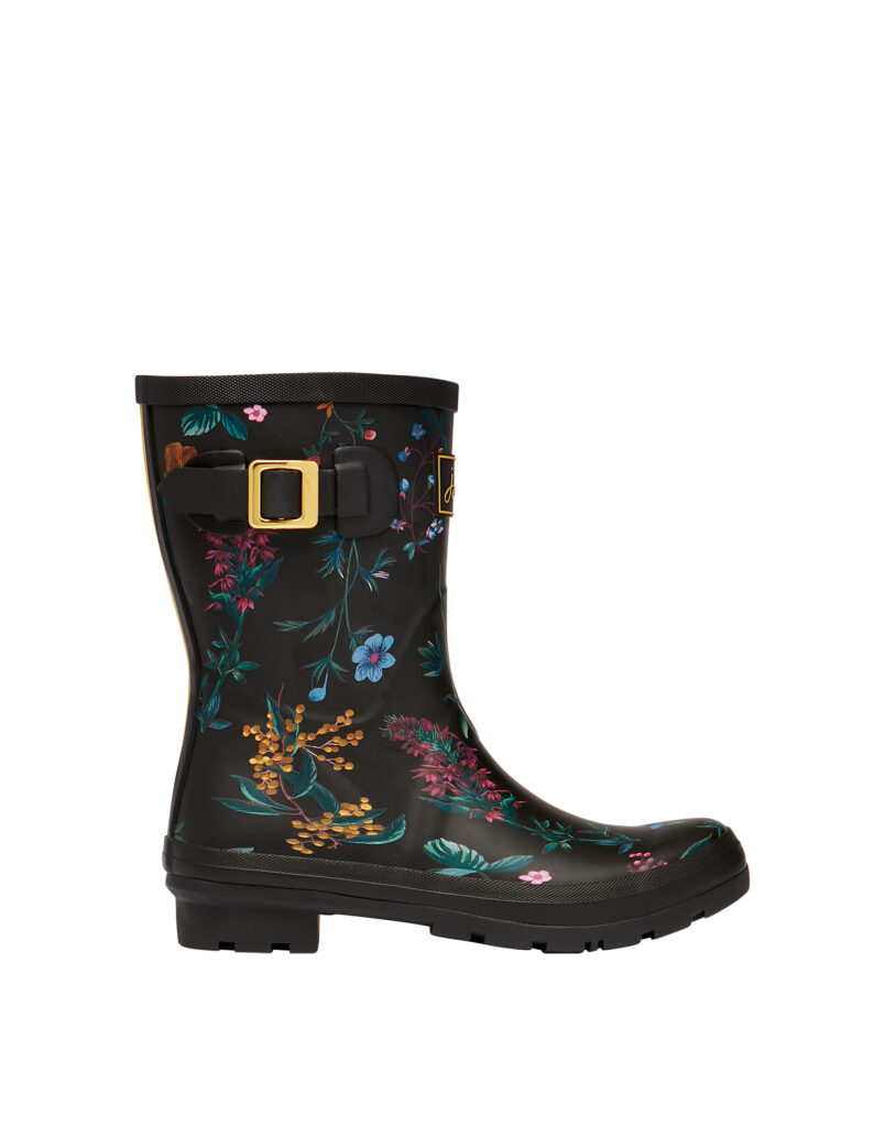 Joules Black Botanical Molly Wellies - English Designer Gifts