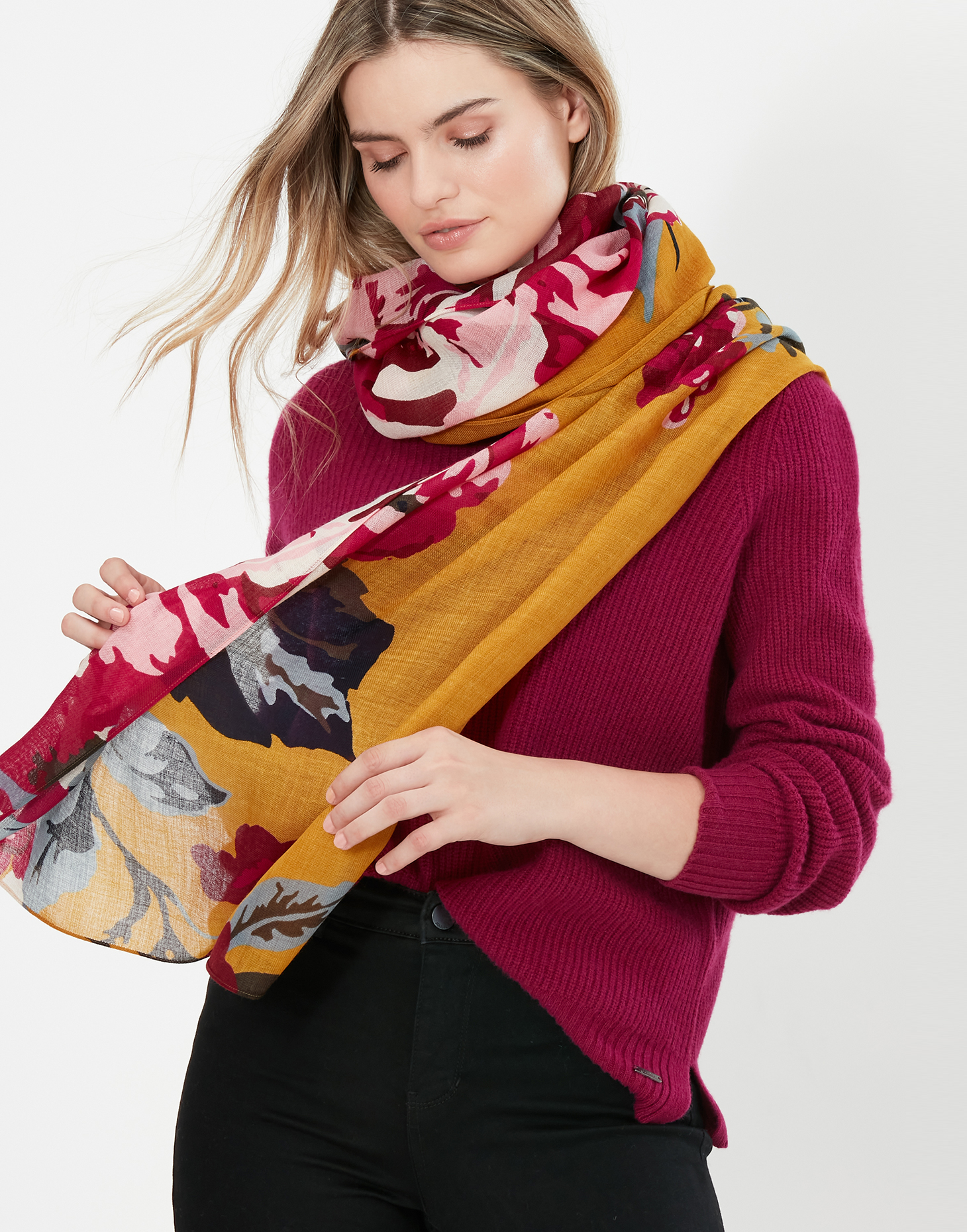 Joules Julianne Gold Floral Scarf - English Designer Gifts