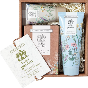 Heathcote & Ivory In The Garden Wellness Gift & Care Hamper | 100ml Body Cream, 50ml Body Wash & 200g Bath Salts