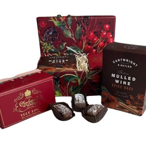 Charbonnel yule log and mulled wine hamper