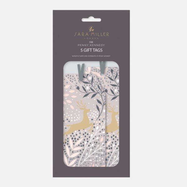 sara miller prancing deer blush and grey tags